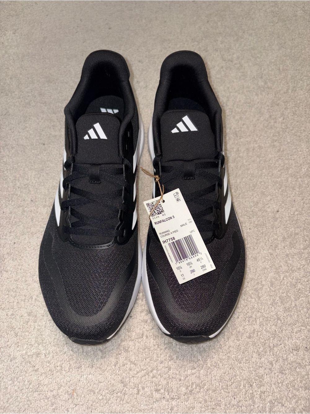 🆕Adidas Runfalcon 5 Men's Running Shoes - Black/White - Size 11 - Picture 2 of 6